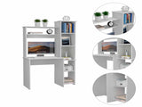 White 6-Shelf Writing Desk with Built-in Bookcase B06280293