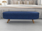 Ottoman Oval Storage Bench,Rubber Wood Legs,BLUE W487P220594