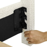 King Size White Boucle Upholstered Platform Bed B108P160257