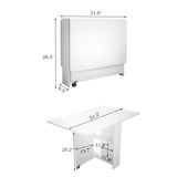 Fully unfolded 51.18 inches white foldable table, suitable for small family table or display table W1658P263948