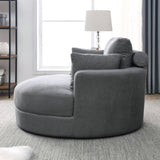 Welike Swivel Accent Barrel Modern Dark Grey Sofa Lounge Club Big Round Chair with Storage W83469809