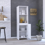 ZUN Eiffel Kitchen Pantry, Two External Shelves, Single Door Cabinet, Two Interior Shelves White -White B20091907