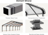 Galvanized Steel Carport, Outdoor Carport Full-Size Metal Carport Kit, 12' X 20' , Charcoal 98666423