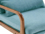 High Back Solid Wood Armrest Backrest Iron Frame Linen Indoor Leisure Chair Teal 05799351