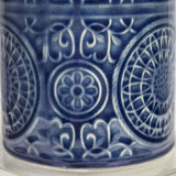 Spyro 23" Contemporary Table Lamp in Bijou Blue Ceramic with White Linen Shade Clear K9 Crystal B202P224021