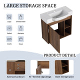 24'' Wall-Mounted Bathroom Vanity with White Ceramic Sink & Soft-Close Door, KD-Packing W999P263406