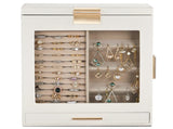 Elegant 4-Drawer Jewelry Box with Clear Front & Pink Velvet Interior White Storage Cabinet for 74850541