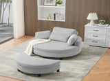 51-inch gray corduroy sofa with two throw pillows and a waist pillow with an extra tray for W1658P143717