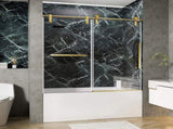60" W x 60" H Brushed Gold Frameless Single Sliding Shower Door, Bathtub Door, 5/16" Tempered T5595P475184