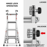 17ft Multi-Position Foldable Aluminum Ladder, A-Frame and Straight Ladder, ANSI 250lbs W2529P193468