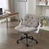 Cross Legged Chair with Flip-up Armrests, Cross Legged Office with Wheels, Comfy Swivel 90992732