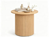 Minimalist Round Pedestal Side Table, Space-Saving Stable Nightstand with Rounded Edges & Anti-Slip 75252296
