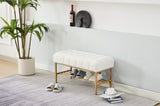 End of Bed Bench with Shelf, Teddy fabric Upholstered Storage Shoe Bench, Modern Bedroom Bench with W2725P237654