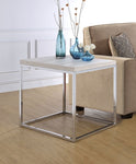 ZUN Light Oak and Chrome End Table with Open Base B062P209118