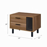 ZUN 2 Drawers Nightstand with 1 Open Compartment, Brown Oak and Black B016P256506