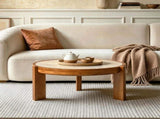 31.5" Round Coffee Table, Solid Wood Frame Coffee Table with Sintered Stone Tabletop, MidCentury W3158P534694