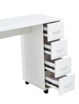 ZUN Home Office Computer Desk Table with Drawers White nail art table with wheels 48850997