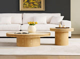 19.49 inch Round MDF Side Table Sintered Stone Tabletop for Living Room Bedroom Natural W876P460753