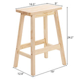 Set of 2 Saddle Seat Counter Stools, 24" Wood Bar Stools for Dining Room Kitchen Pub Chair, Wood 95221143