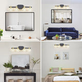 Vintage 4-Light Wall Sconce with Clear Crystal Shades, Black Iron Finish Vanity Light Fixture for W1340P206719