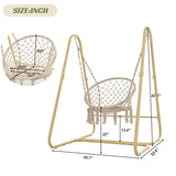 ZUN Swing Chair Handmade Macrame Swing Hammock Chair with Stand 17162944