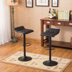 ZUN Belham Swivel Black Bonded Leather Adjustable Bar Stool, Set of 2 T2574P165093