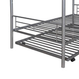 ZUN Twin-Over-Twin Metal Bunk Bed With Trundle,Can be Divided into two beds,No Box Spring needed ,White 47074765
