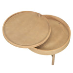 ZUN Modern Round Wood Rotating Tray Coffee Table with Storage & Metal Legs in Natural 99454881