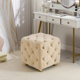 Beige Modern Velvet Upholstered Ottoman, Exquisite Small End Table, Soft Foot Stool,Dressing Makeup W1170103515