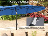 Outsunny 9.5' Double-sided Patio Umbrella with 3 Air Vents, Tilt and Crank, Outdoor Umbrella, Navy W2225P485595