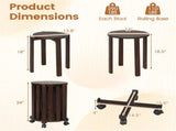 4-Piece Stackable Nesting Stools Set with Lockable Rolling Base, Solid Rubber Wood Dining Stools for 46625530