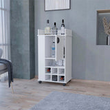Farson Bar Cart with 2-Side Shelf, 6-Built In Wine Rack and Casters B128P176135