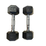 8LB 1-PairHDRS Rubber Coated Solid Cast Iron Dumbbell with Contoured Chrome Handle, Hexagon 92047421