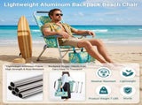 17 Inch Seat Height Beach Chair for Adults, Folding Portable Camping Chair with Headrest, Cup 84062613