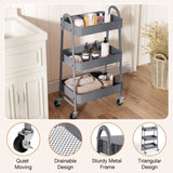 ZUN 3 Tier Small Rolling Cart, Metal Utility Storage Organizer Kitchen Trolley Bathroom Laundry Room Bar 53334839