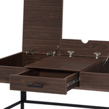 Oak and Black 1-Drawer Writing Desk with USB Port B062P209217