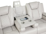 BENZ LED & Power Reclining Sofa Made With Faux Leather in Ice 659436286627