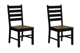 ZUN Industrial Style Dining Room Side Chairs Set of 2pc Chairs Black and Dark Oak Finish Wooden Seat B011P208970