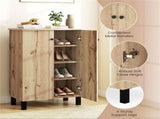4-Tier Removable Shelf Shoe Organizer, Farmhouse Wooden Shoe Cabinet with Anti-Tip Hardware for 30500270