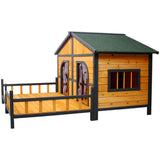 Wooden Large Dog House Outdoor Double XL Dog Kennel with Elevated Floor and Porch, Weatherproof W465P189954