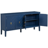 U_STYLE Four-Door Sideboard with Geometric Line Patterns and Vintage Metal Handles for Timeless N711P178748V