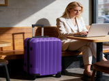ABS Trolley Case 20in 24in 28in 3PCS Suitcase Set Vertical Striped Frosted Case Suitcase Purple 89769441