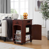 Powered Traditional End Table with Charging Station, Narrow Side Table with USB Ports and Outlets, W1693P227261