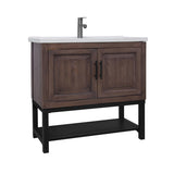 36" Bathroom Vanity White Ceramic Sink & Hot and Cold Faucet , Freestanding Bathroom Cabinet W688P224383