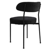 ZUN Boucle Upholstered Dining Chairs with Curved Backrest & Metal Legs Set of 2, Black W2740P214381