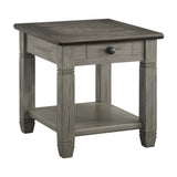 ZUN Coffee and Antique Gray Finish 1pc End Table with Drawer Bottom Shelf Wooden Living Room Furniture B011P175716