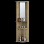 ZUN Chicago 75" H Mirrored Corner Bar Cabinet, With Glass Doors, Two Shelves and Stemware B200P239804