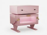 20.7" Wide Pink Robot LED Nightstand with 360&deg Rotating Drawer - Modern End Table 98587813