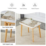 ZUN Imitation marble white sintered stone tabletop with rubber wooden legs, computer desk, W1512P284842