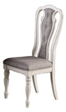Antique White Set of 2 Chairs Grey Upholstered Tufted unique Design Chairs Back Cushion Seat HSESF00F1825
